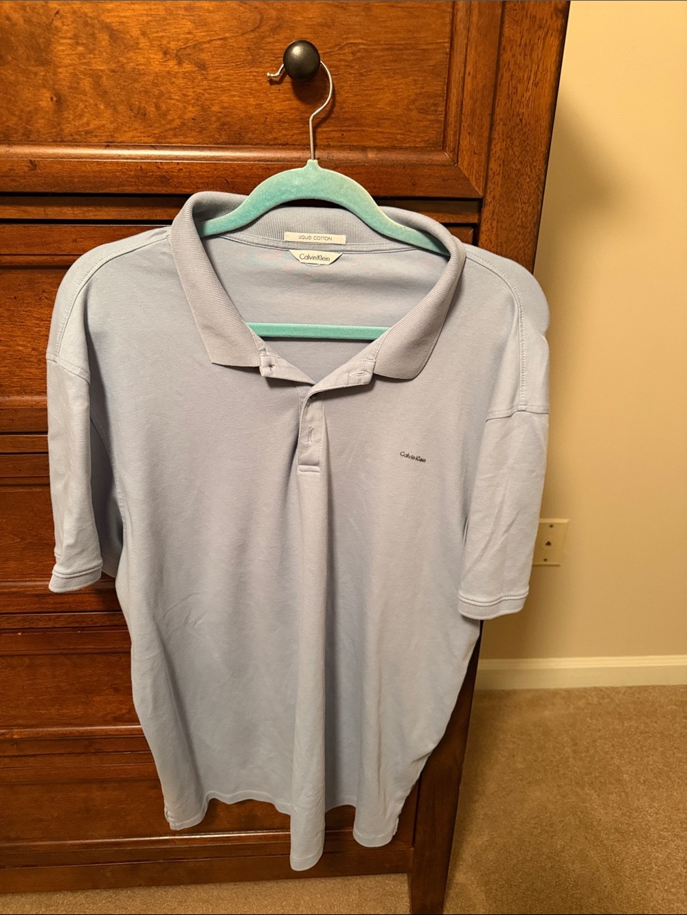 Calvin Klein Men's Pale Blue Cotton Polo